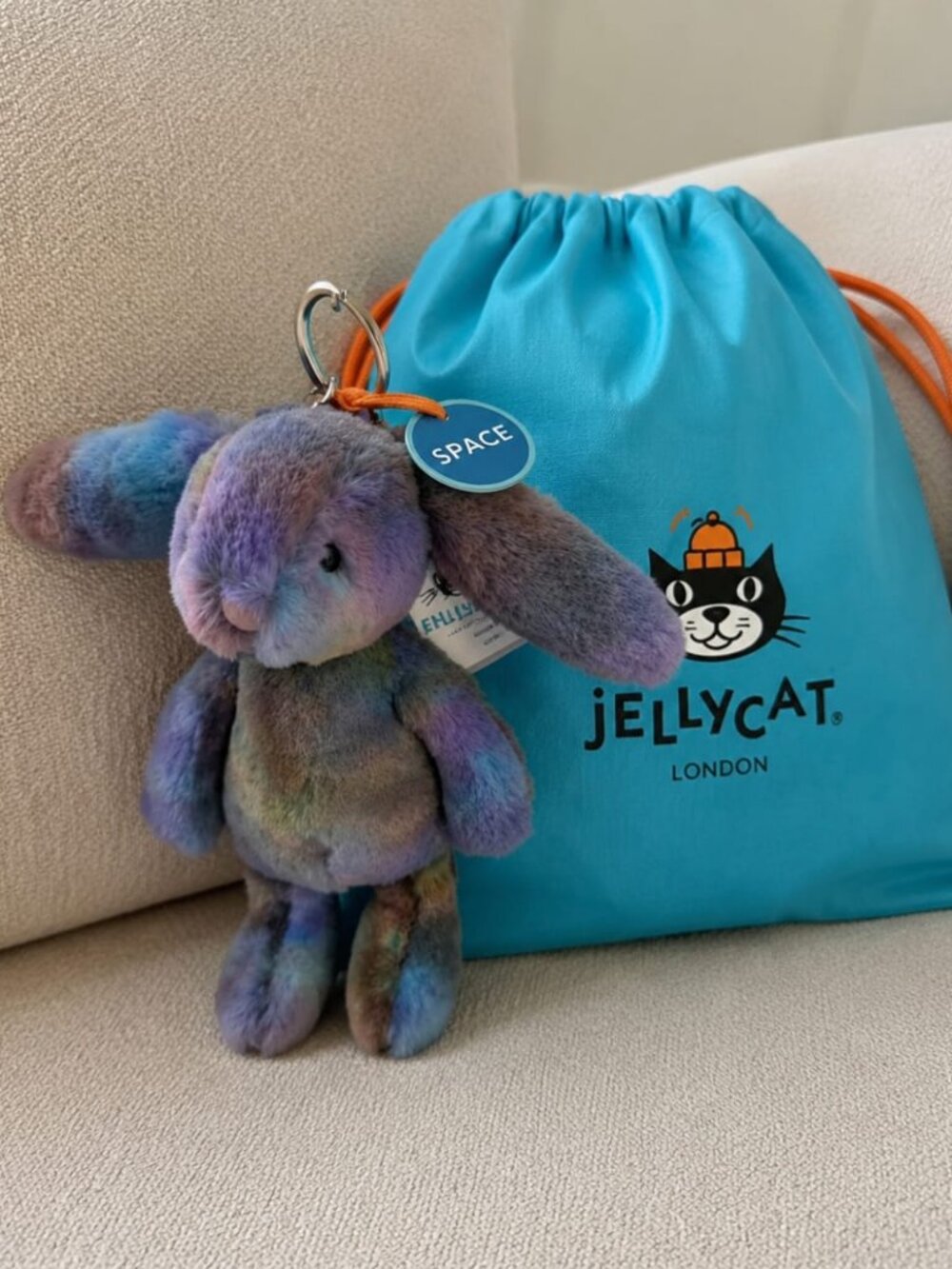 Jellycat Zodihop Luxe Bunny Bag Charm Plush Keychain Stuffed Animal Accessory